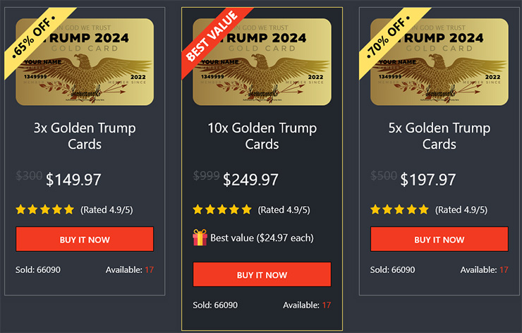Golden Plated Trump Card 2024