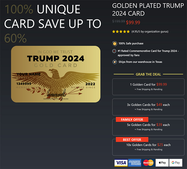 Golden Plated Trump Card 2024